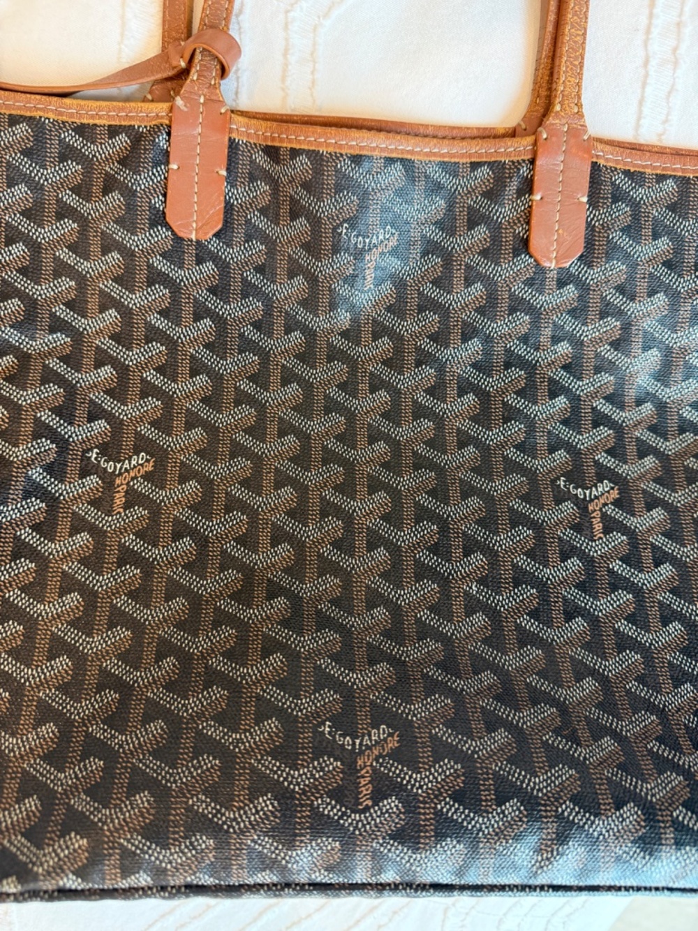Authentic GOYARD ST. LOUIS TOTE PM, Black and Tan - Picture 5 of 15